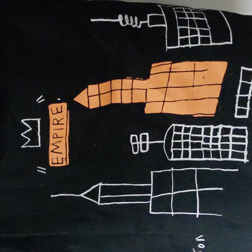 Rare Basquiat Black Wool Mid Coat With Signature And Artwork 23" Pit To Pit - Picture 5 of 16